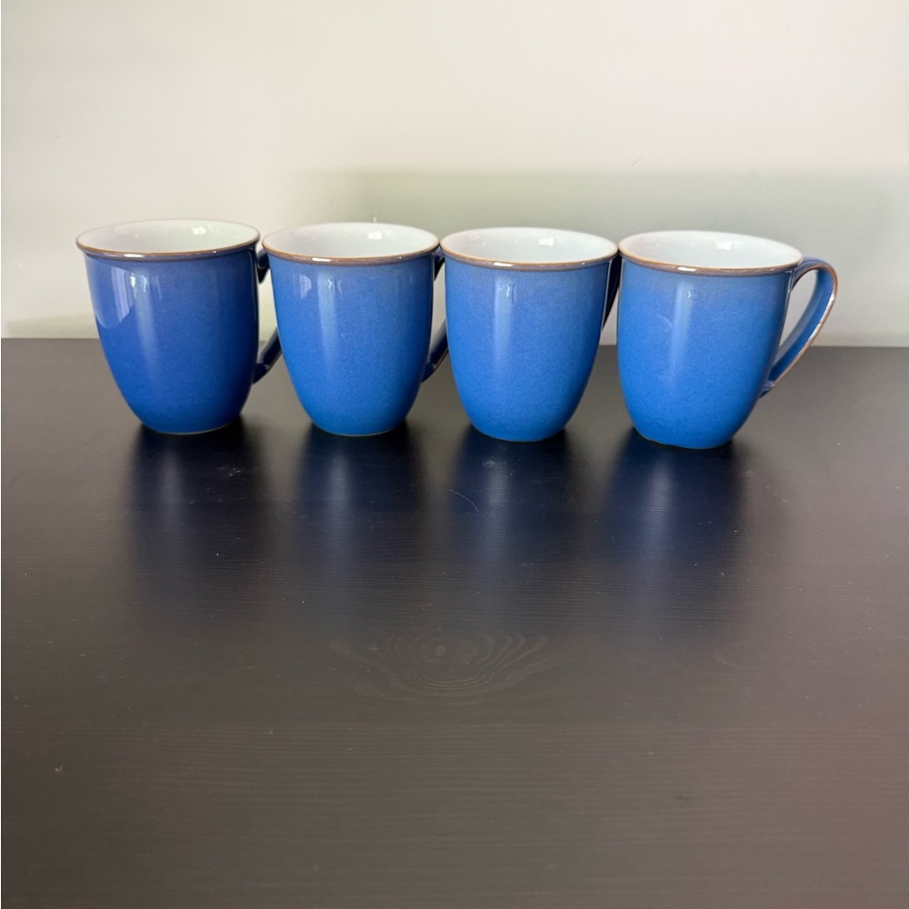 Denby Imperial Blue Stoneware Coffee Beaker Mug - QTY 4